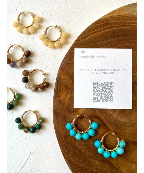 TONE（トネ） イヤリング 「jebi」天然石のボリュームフープイヤリング