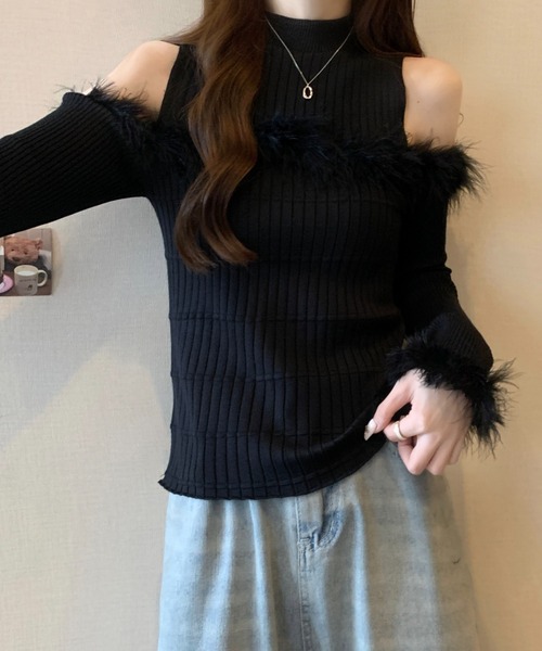 Sibra ニット セーター オフショルダーニットトップス