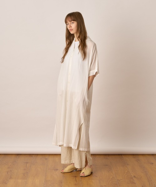 【高級】 ルメール コットン ギャザー シャツワンピース ロング丈 マキシ丈 高級】 ルメール コットン ギャザー シャツワンピース ロング丈 マキシ丈