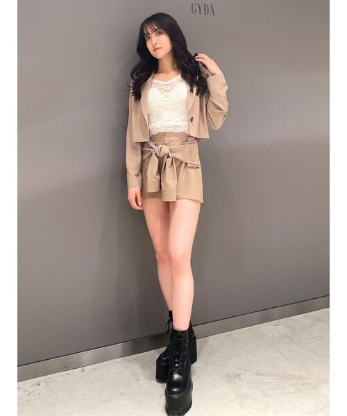 GYDA ロゴ総柄ベスト　オーバーサイズシャツ　セットアップ　レイヤード　重ね着 GYDA ロゴ総柄ベストオーバーサイズシャツセットアップ