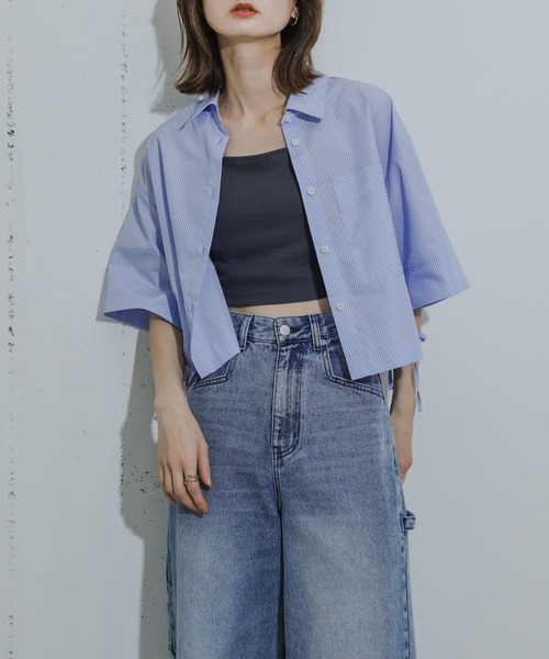 「URBAN RESEARCH」 半袖ブラウス FREE ブルー系その他 レディース URBAN RESEARCH 「URBAN RESEARCH」 半袖ブラウス FREE ブルー