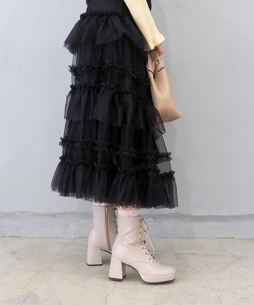 byあしながおじさん ブーツ 晴雨兼用│厚底レースアップブーツ 8980749