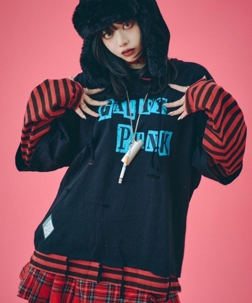 キスマーク GALFY Tシャツ GALFY (ガルフィー) がるふぃーいずぱんく！ロンT BLACK
