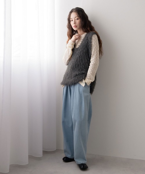 rectangle（レクタングル） ニット セーター フェザーヤーンVネック