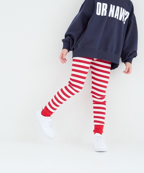 LOWRYS FARM レギンス スパッツ ボーダーリブレギンス 134398
