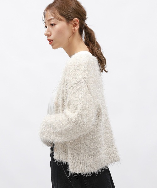 タグ付未使用23区＊昨季ラメ入りカーディガン Vネックショート丈ラメフェザーニットカーディガン｜INGNI(イング