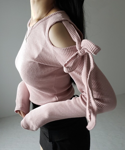 me+em select tシャツ 「 3color 」カットアウトショルダー