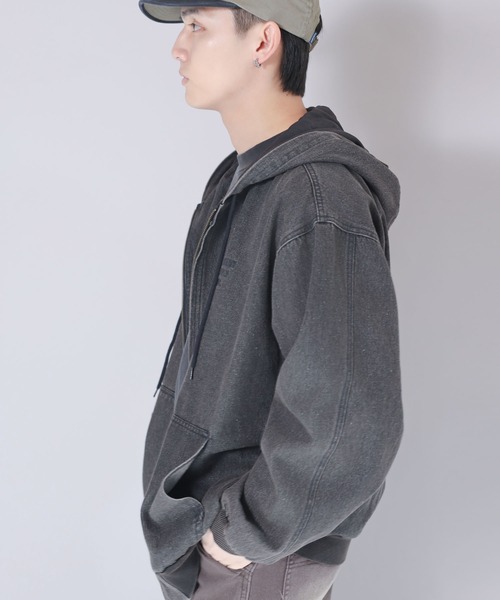 Spick&Span 黒 フード付きジャケット SPINNS コート ジャケット 短丈フード付きアクティブジャケット