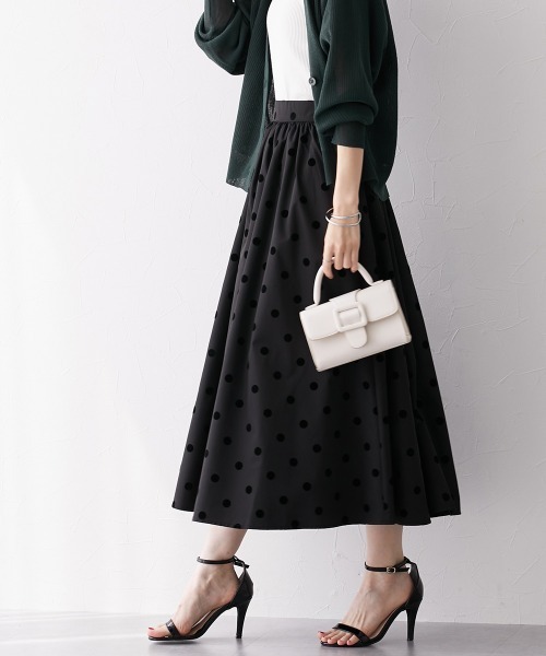 ニッセン（nissen） スカート ドット柄フロッキースカート : ZOZOTOWN