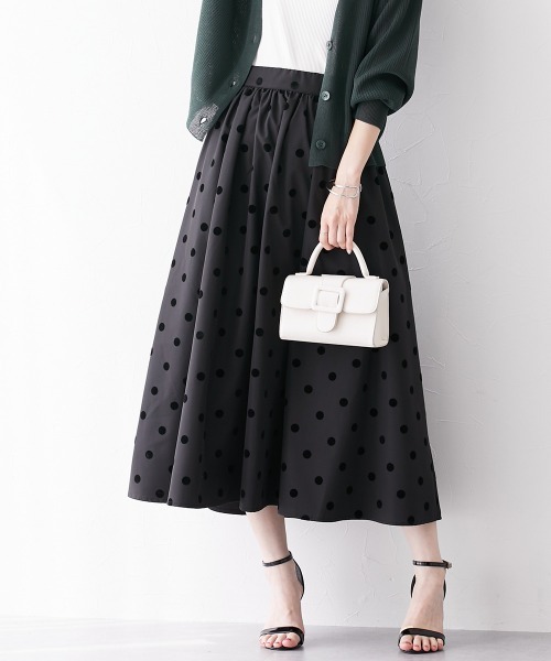 ニッセン（nissen） スカート ドット柄フロッキースカート : ZOZOTOWN