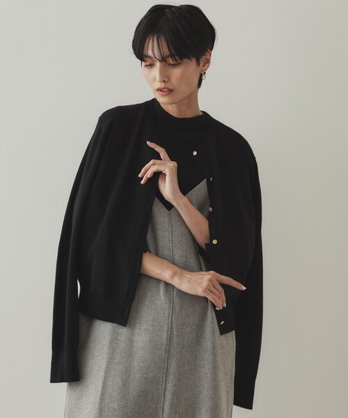 Mサイズ　OVY クルーネックニットカーディガン　黒 Super Comeback Lamb Wool Crew Neck Cardigan (black) | OVY