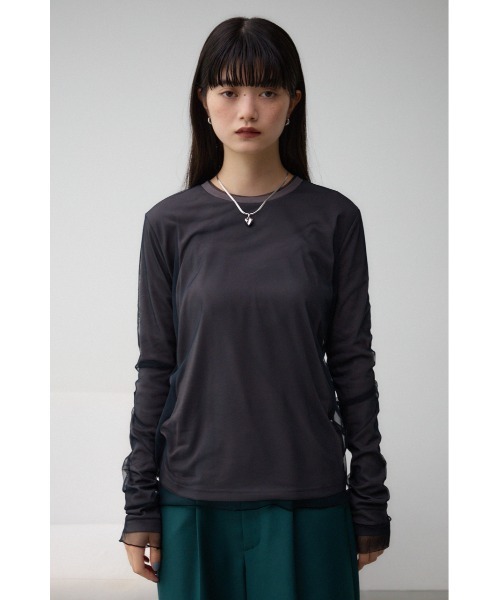 AZUL BY MOUSSY tシャツ チュールレイヤードロングTシャツ