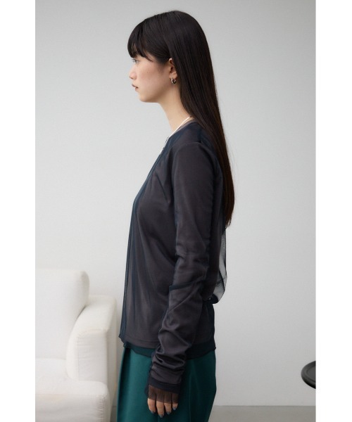 アンティカ　ロングスカート　アズールバイマウジーTシャツ AZUL BY MOUSSY tシャツ チュールレイヤードロングTシャツ