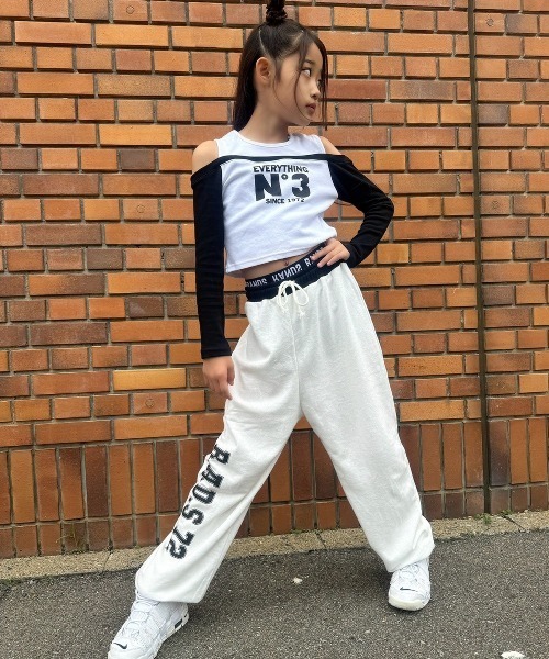 RandS tシャツ 肩あきバイカラーロンT キッズ 子供服 女の子