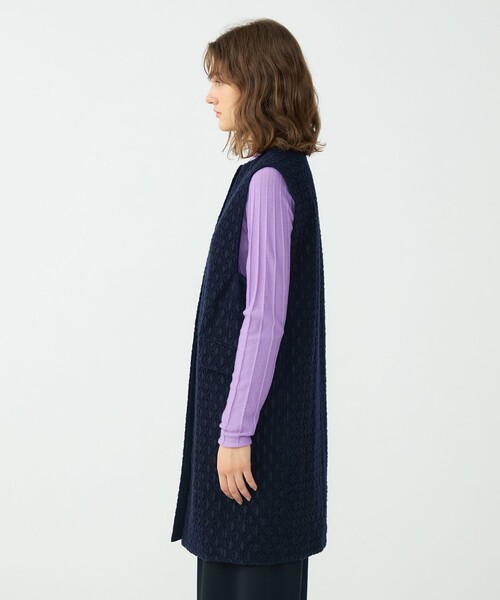 【Ballsey】コットンクルーネックジレ Ballsey（ボールジィ） ベスト ジレ モールヤーンジャカード クルー