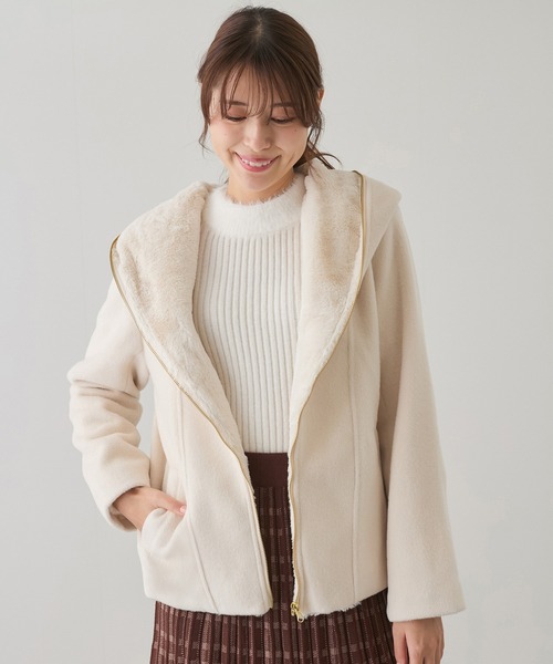 JAYRO コート アウター モッサ風ダブルフェイス エコファー付き