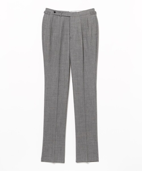 パンツ BEAMS F EXCLUSIVE FABRIC ウール フレスコ 2プリーツ サイドアジャスター スラックス メンズの画像