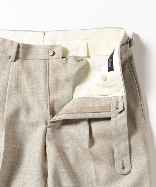 BEAMS F ウール フレスコ 2プリーツ サイドアジャスター スラックス BEAMS F（ビームスF） パンツ BEAMS F EXCLUSIVE FABRIC ウール