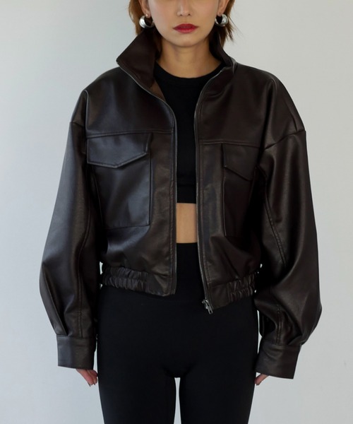 My shawty（マイシャウティー） ブルゾン アウター f/leather short 