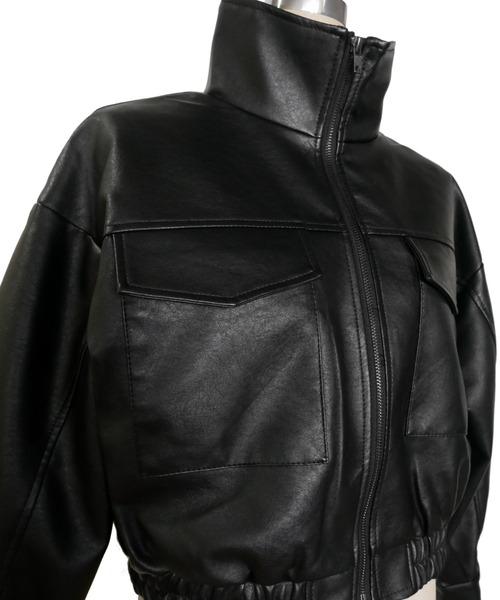My shawty（マイシャウティー） ブルゾン アウター f/leather short 