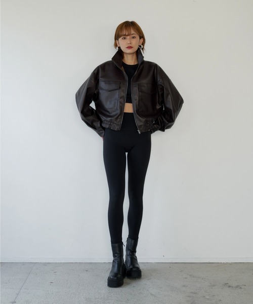 My shawty（マイシャウティー） ブルゾン アウター f/leather short 