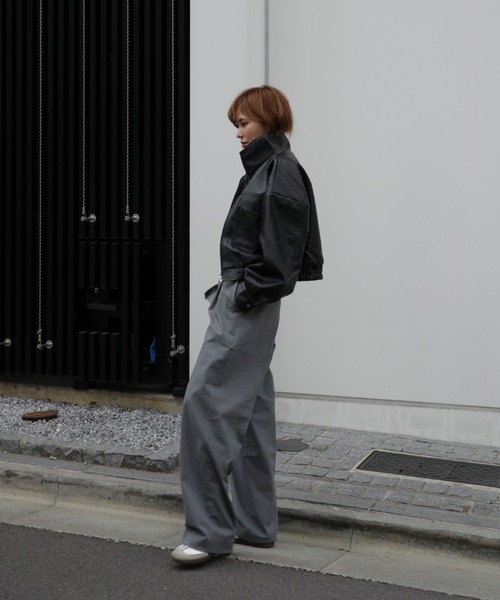 My shawty（マイシャウティー） ブルゾン アウター f/leather short 