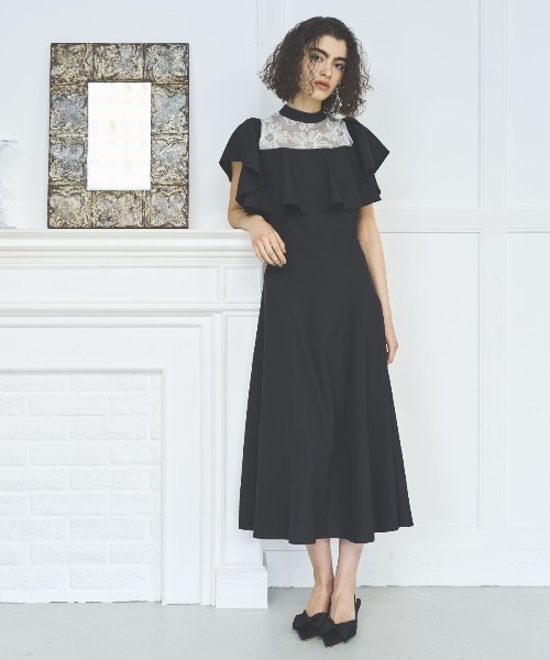 AND COUTURE（アンドクチュール） ドレス 2WAYフラワーレースケープ