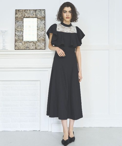 AND COUTURE（アンドクチュール） ドレス 2WAYフラワーレースケープ