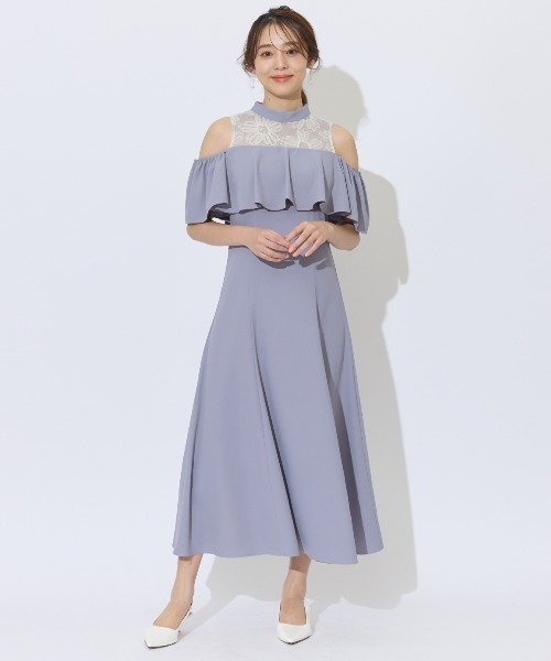 AND COUTURE（アンドクチュール） ドレス 2WAYフラワーレースケープ