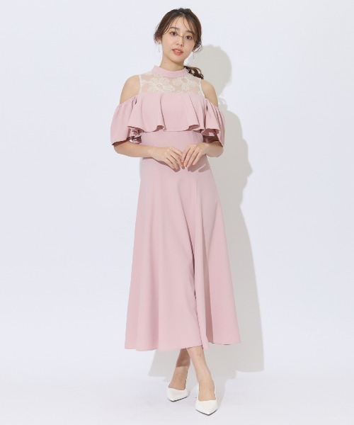 AND COUTURE（アンドクチュール） ドレス 2WAYフラワーレースケープ