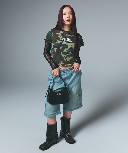 X-girl ハンドバッグ RHINESTONE LABEL HANDBAG : ZOZOTOWN