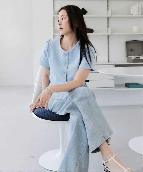 「solleim」 ツイードジャケット M ブラック レディース_画像7