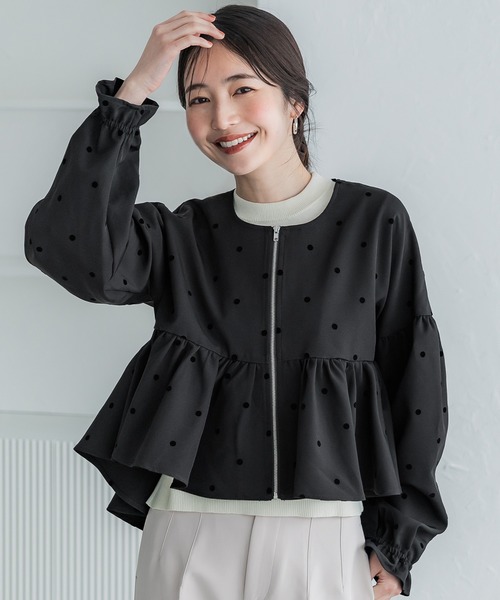 coca（コカ） ブルゾン アウター フロッキードットフレアジャケット