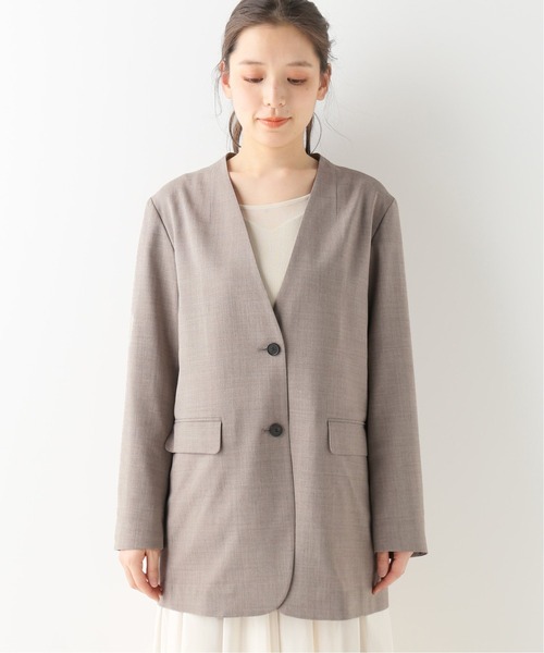 NOBLE ノーカラージャケット38 NOBLE 「NOBLE」 ノーカラージャケット 38 ベージュ レディース