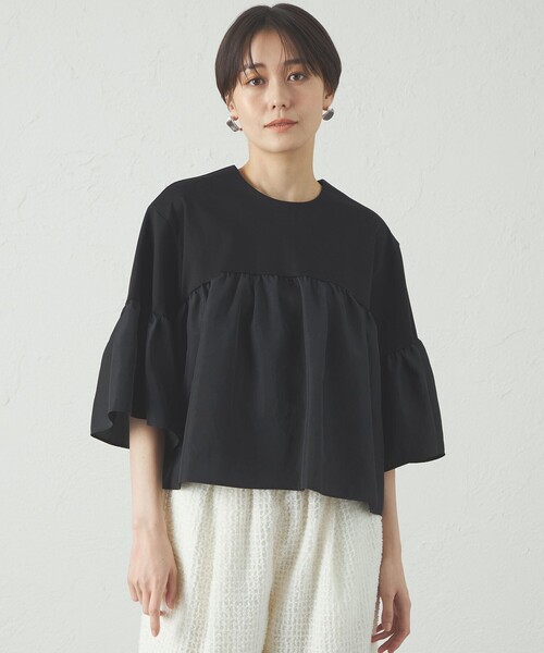 tシャツ 「1枚で着映える」タフタコンビウェーブカットソー レディース