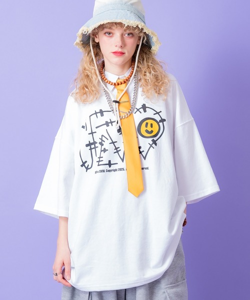 tシャツ a.p.o.v. 有刺鉄線ロゴプリントオーバーサイズTシャツ メンズ