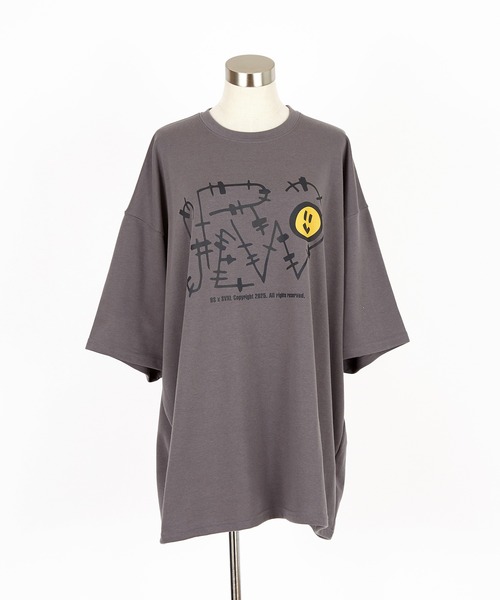 tシャツ a.p.o.v. 有刺鉄線ロゴプリントオーバーサイズTシャツ メンズ