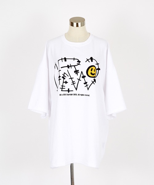 tシャツ a.p.o.v. 有刺鉄線ロゴプリントオーバーサイズTシャツ メンズ