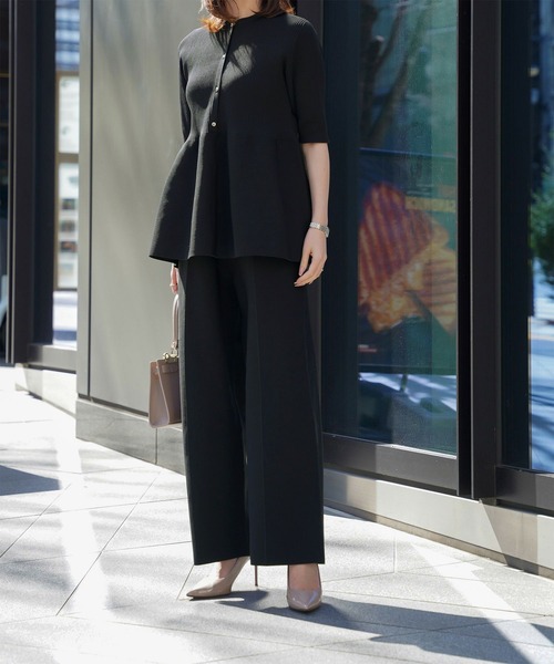 ニット セーター ホールガーメント ニット ペプラム トップス HUIT レディース
