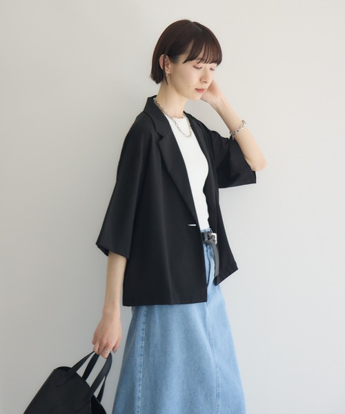 【美品】CLOCHE ブラック テーラードジャケット 透け感あり cloche CLOCHE クロシェ ジャケット 85615 レディース