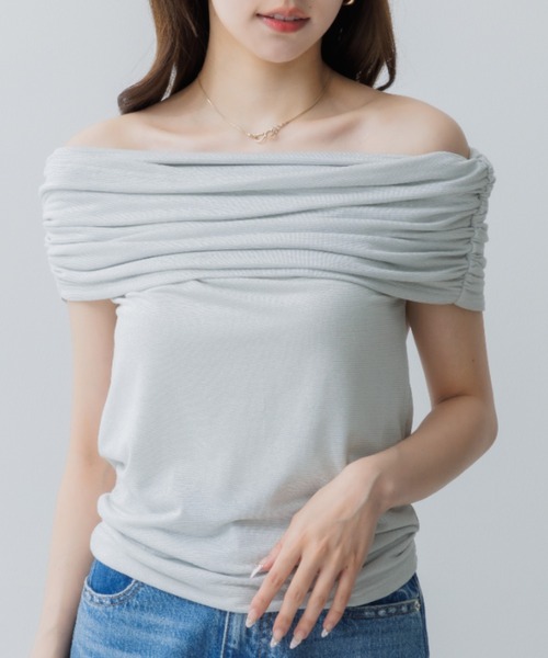 tシャツ drape rame off shoulder（ドレープラメオフショルダー） レディース