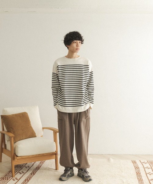 「FORK&SPOON」 長(zhǎng)袖ニット 4 ホワイト×ネイビー メンズ