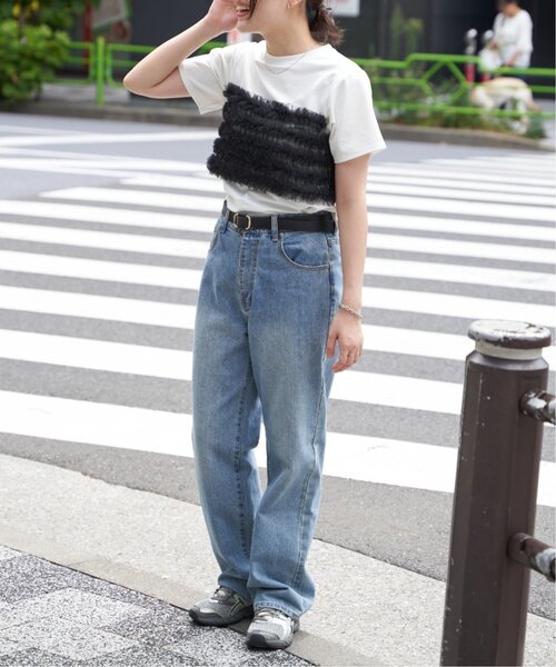 VENCE EXCHANGE tシャツ 天竺チュールフリルビスチェ見えTシャツ