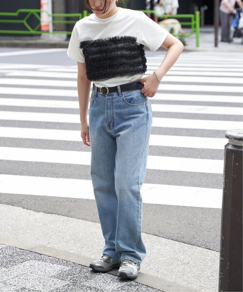 VENCE EXCHANGE tシャツ 天竺チュールフリルビスチェ見えTシャツ