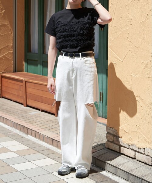 VENCE EXCHANGE tシャツ 天竺チュールフリルビスチェ見えTシャツ