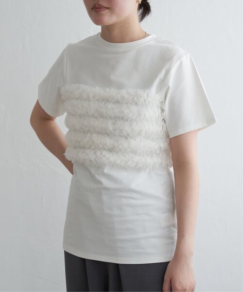 VENCE EXCHANGE tシャツ 天竺チュールフリルビスチェ見えTシャツ