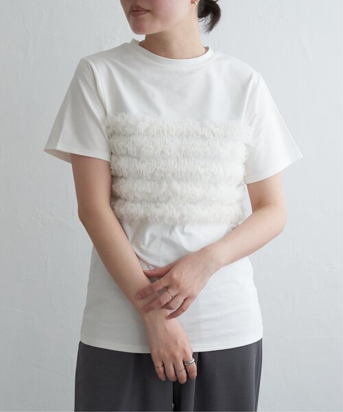 VENCE EXCHANGE tシャツ 天竺チュールフリルビスチェ見えTシャツ