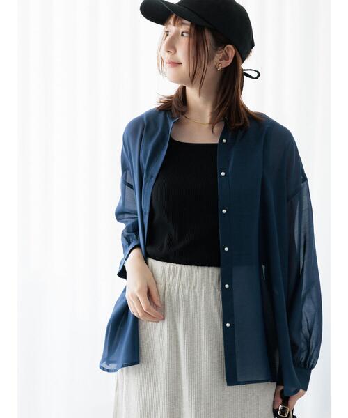 Te chichi TERRASSE ブラウス シャツ パール釦バンドカラー