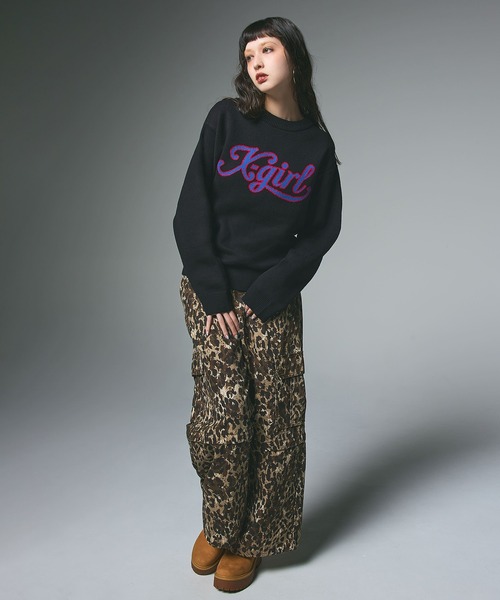 X-girl（エックスガール） ニット セーター LETTERING LOGO JACQUARD