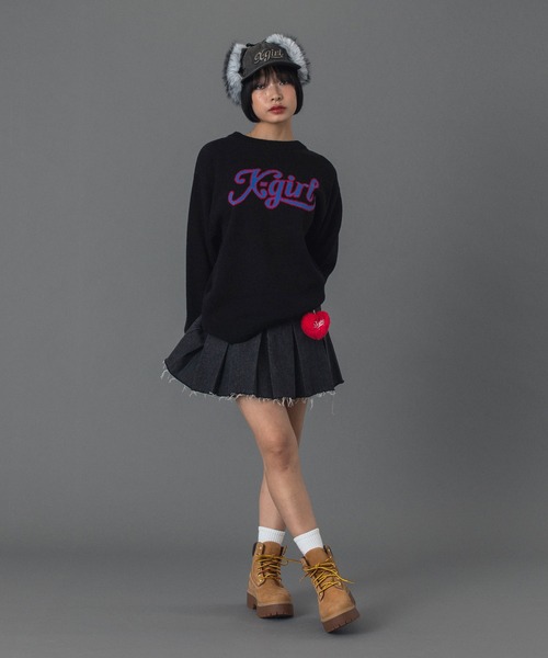 X-girl（エックスガール） ニット セーター LETTERING LOGO JACQUARD